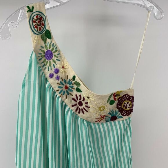 Judith March One Shoulder Embroidered Teal Dress S - Picture 2 of 9